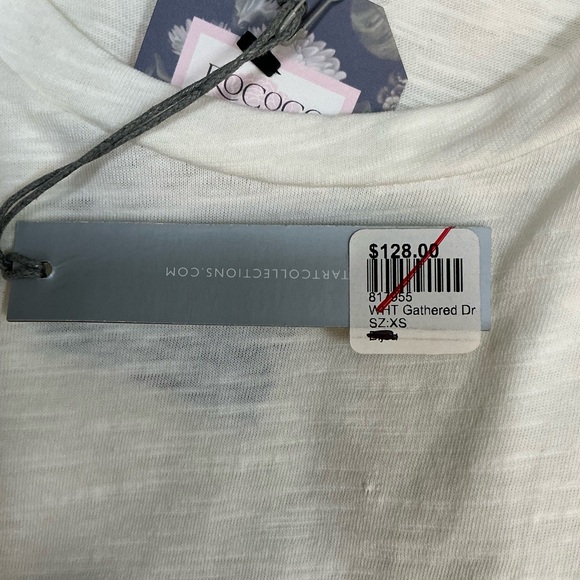 NWT Tart Collections White Ivory organic slub cotton ruched sides on skirt XS S - Picture 12 of 14